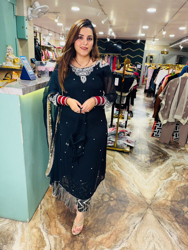 Midnight Elegance Embroidered Suit Set