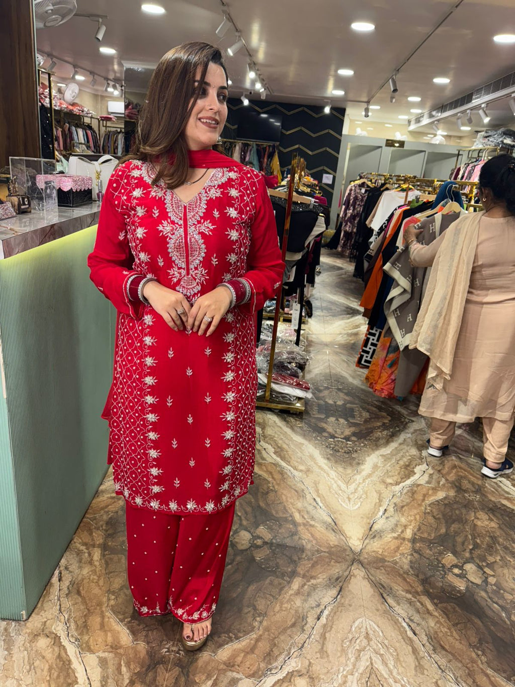 Radiance Blossom Embroidered Suit Set