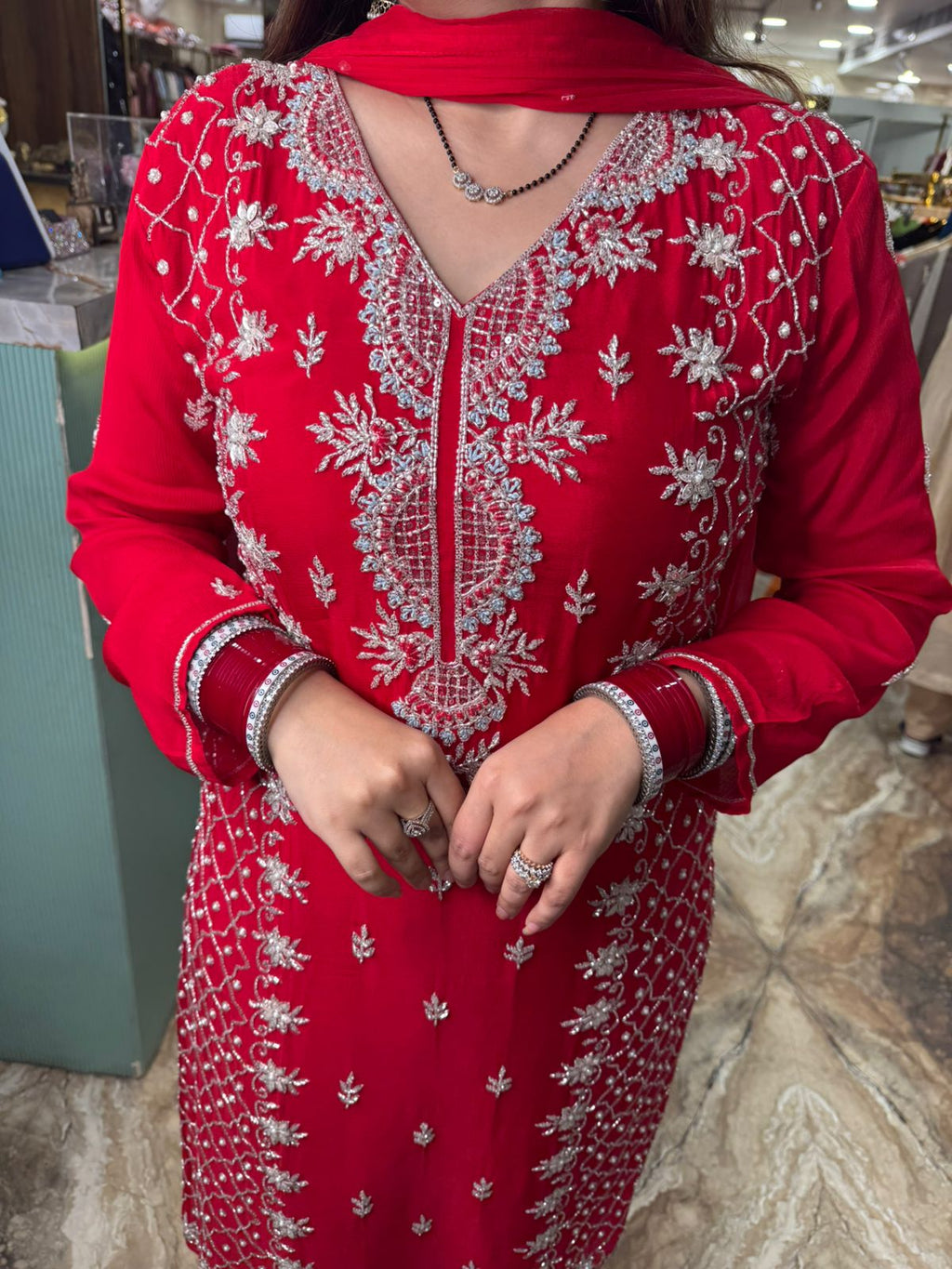 Radiance Blossom Embroidered Suit Set