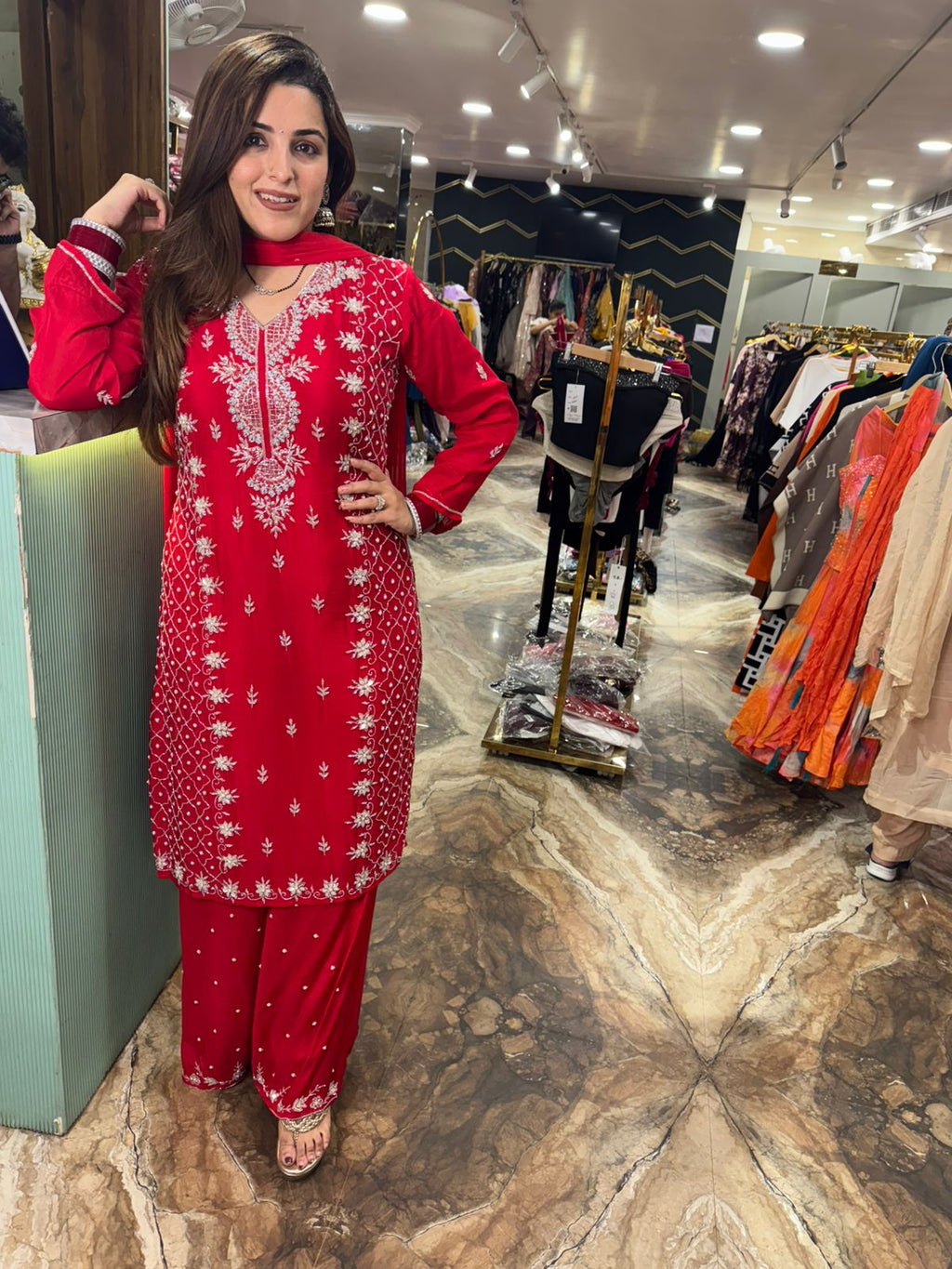 Radiance Blossom Embroidered Suit Set