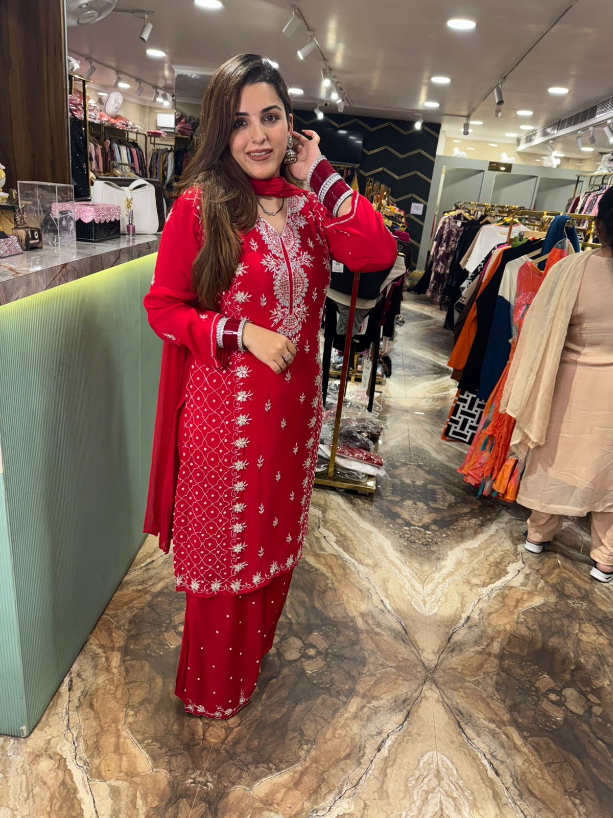 Radiance Blossom Embroidered Suit Set