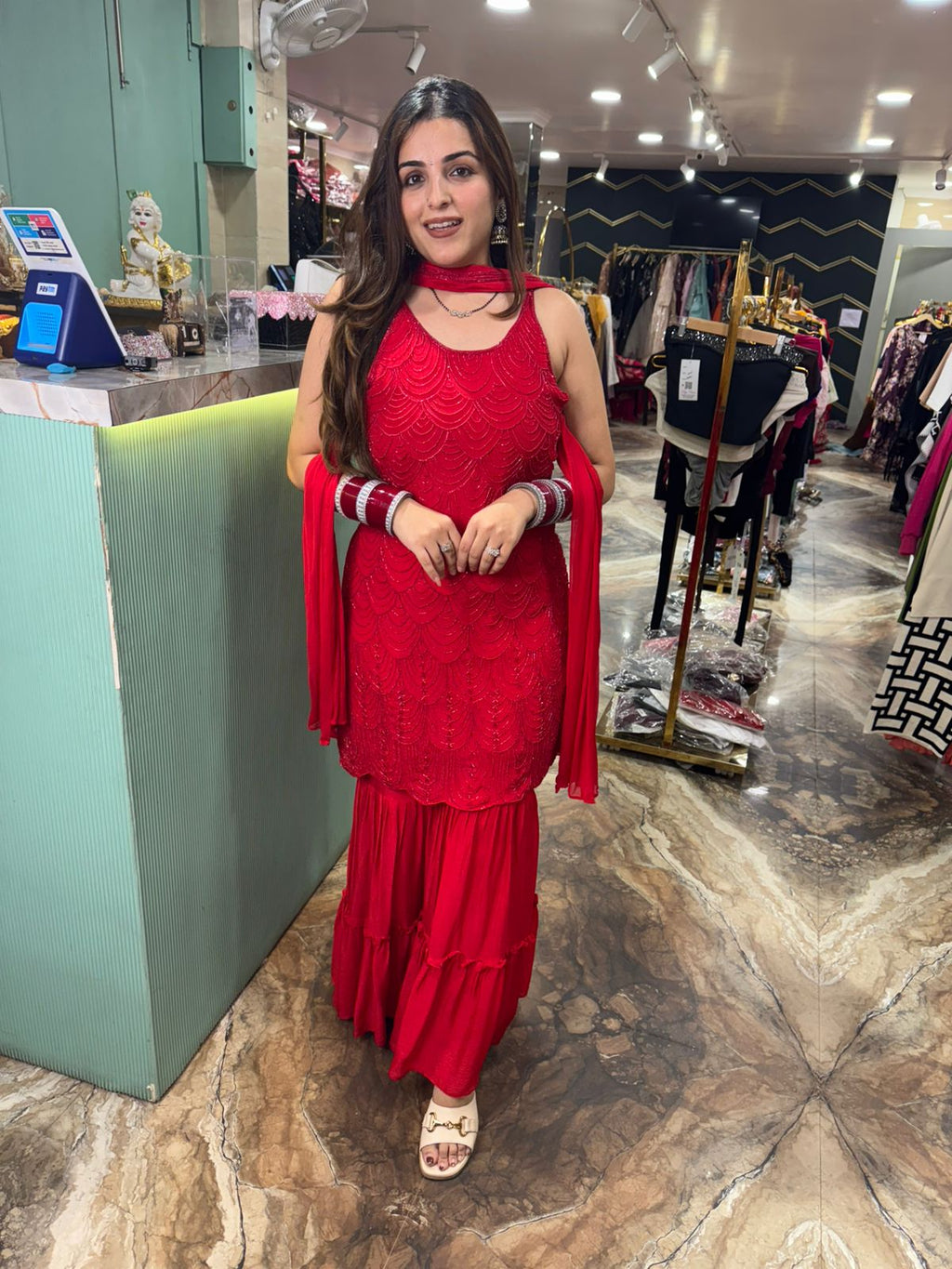 Scarlet Elegance Sharara set