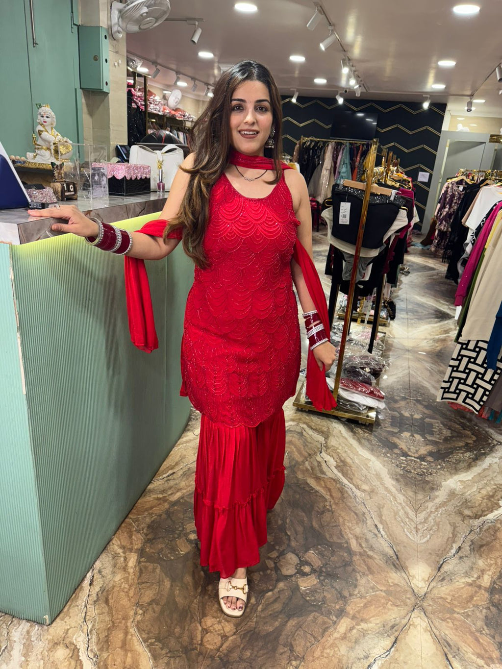 Scarlet Elegance Sharara set