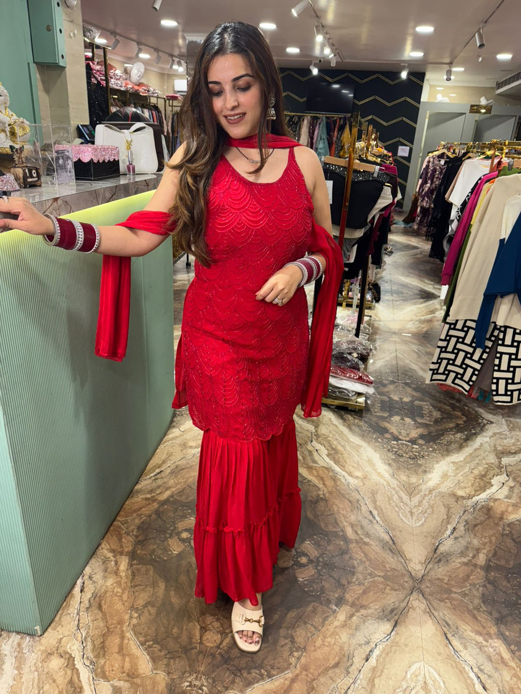 Scarlet Elegance Sharara set