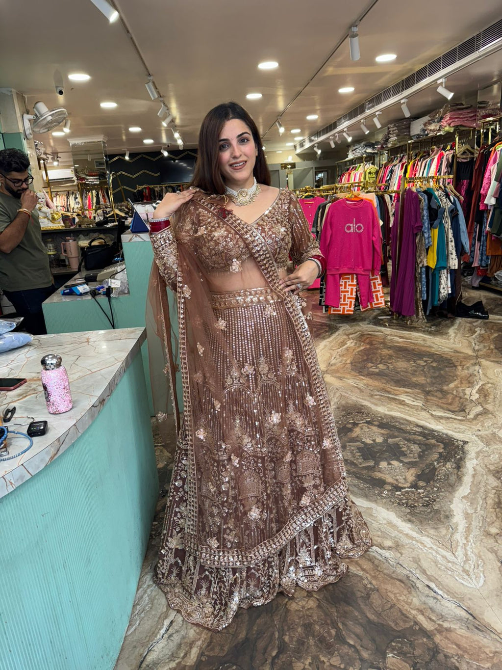 Mocha Glow Embroidered Lehenga Set