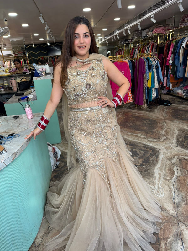 Champagne Blossom Mermaid Lehenga Set