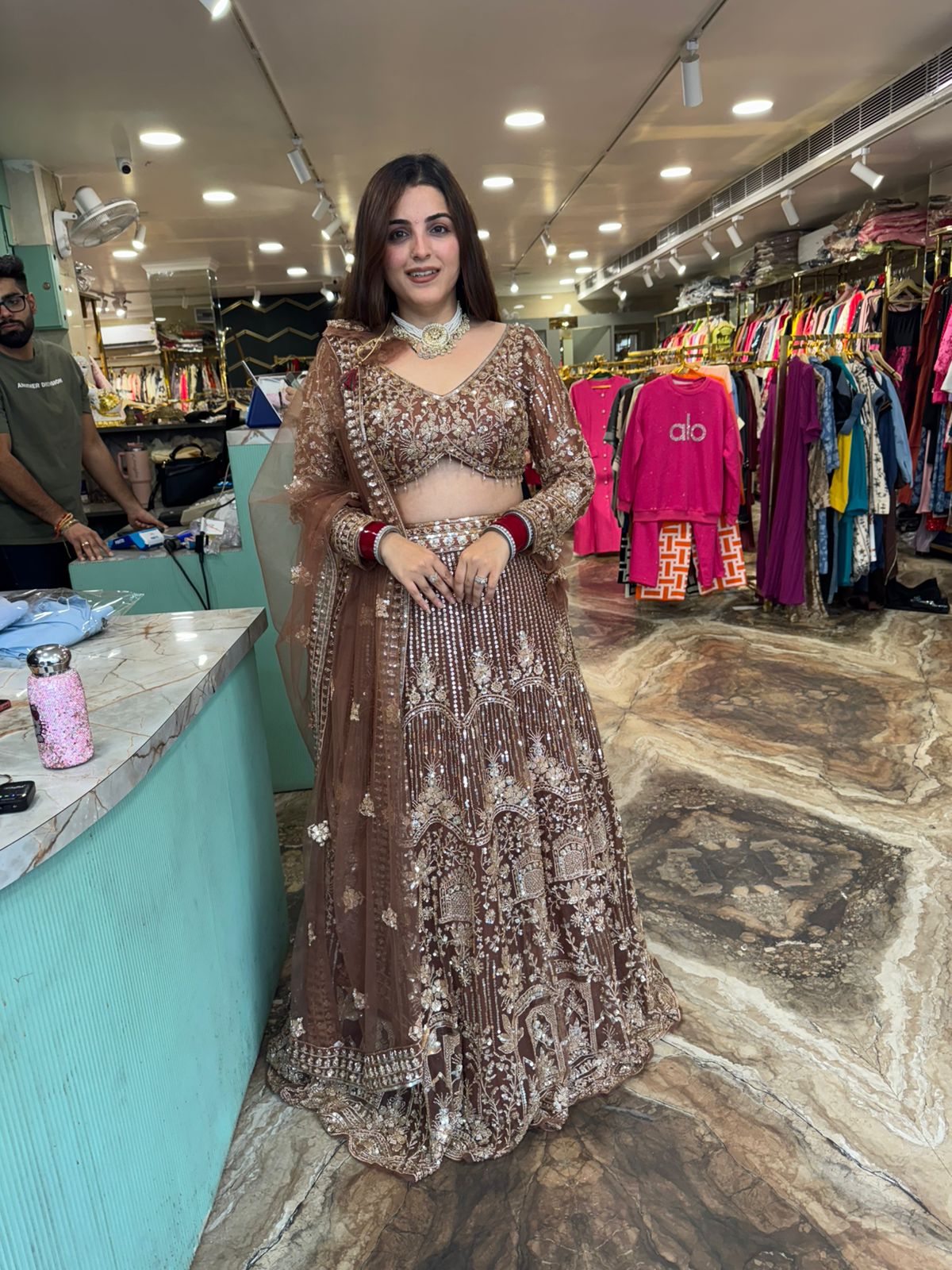 Mocha Glow Embroidered Lehenga Set
