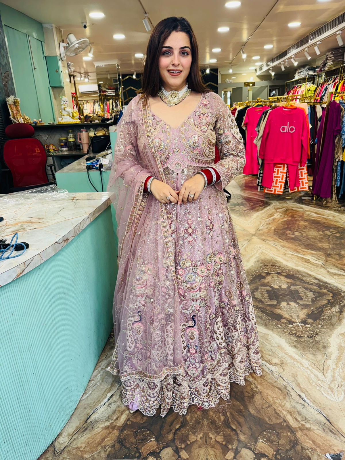 Blush Mauve Embroidered Bridal Lehenga Set