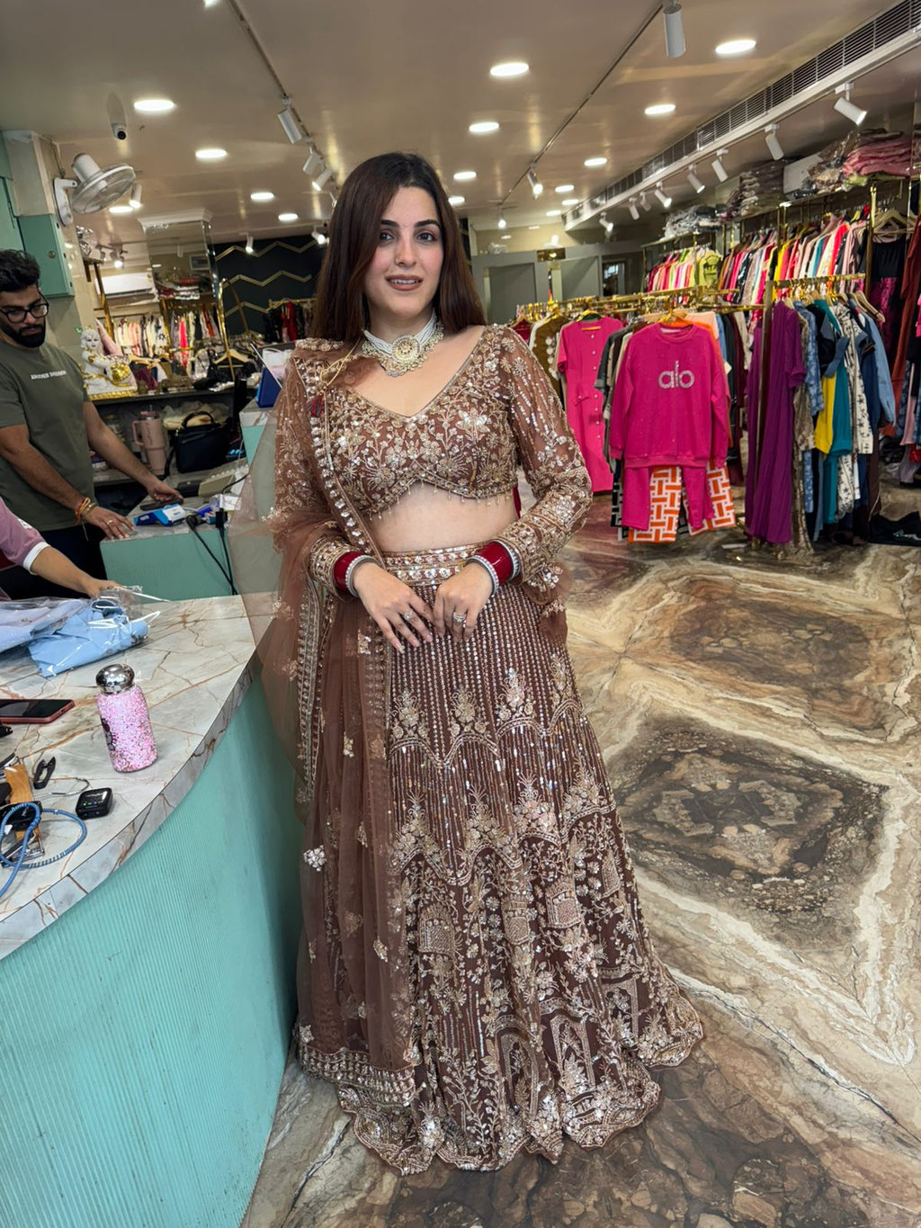 Mocha Glow Embroidered Lehenga Set