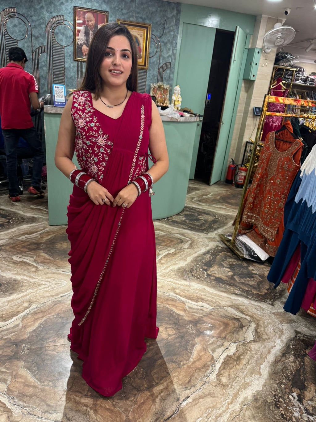 Blossom Embroidered Drape skirt with blouse