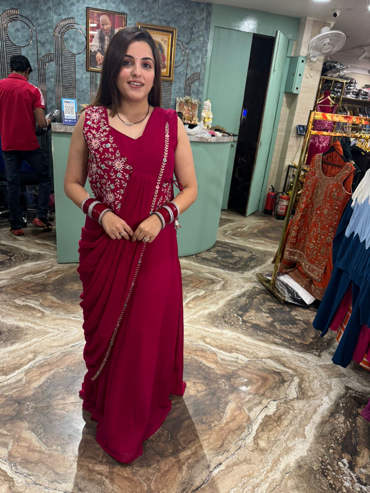 Blossom Embroidered Drape skirt with blouse