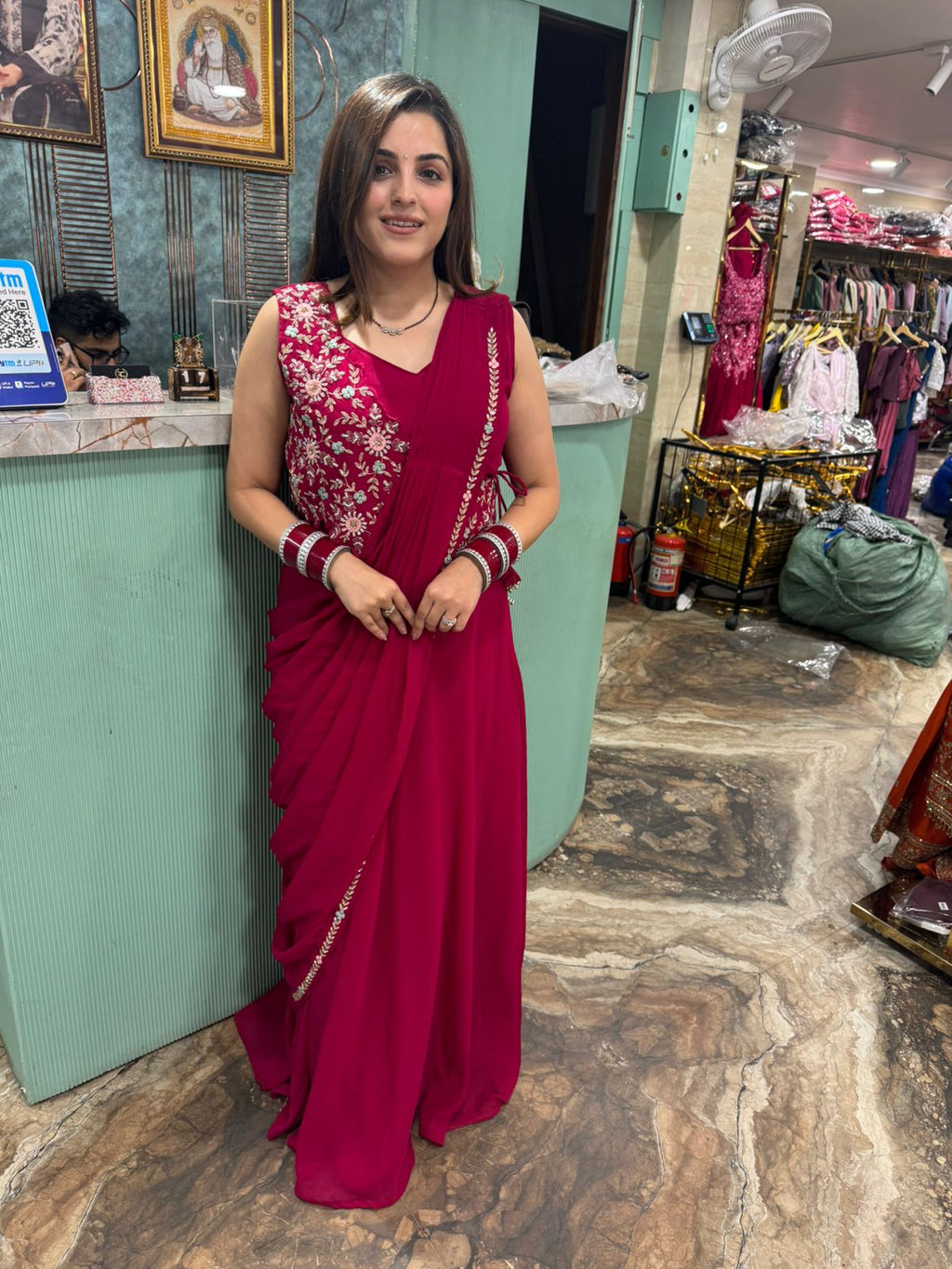 Blossom Embroidered Drape skirt with blouse