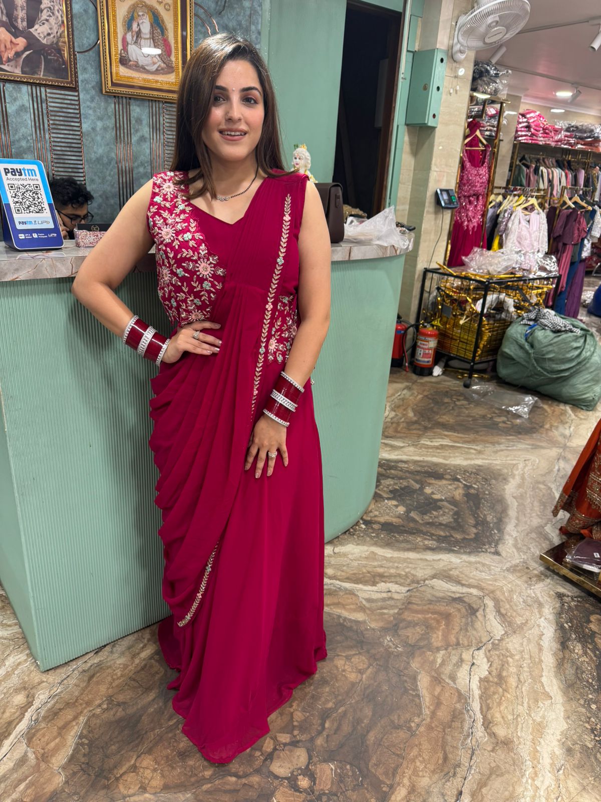 Blossom Embroidered Drape skirt with blouse