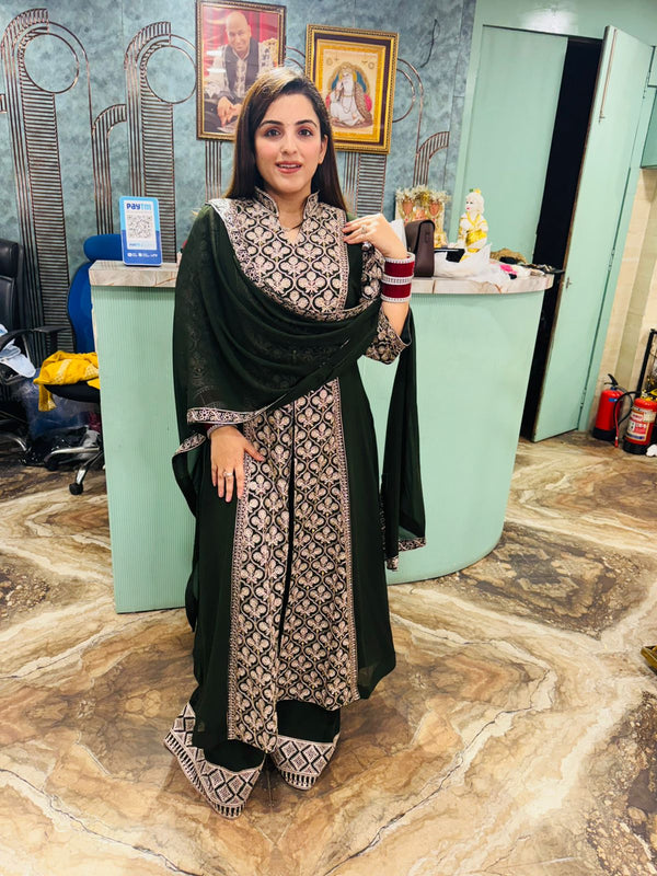 Midnight Elegance Embroidered Anarkali Set