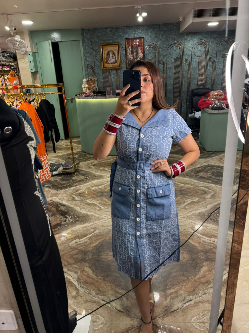 Indigo Charm Shirt Dress