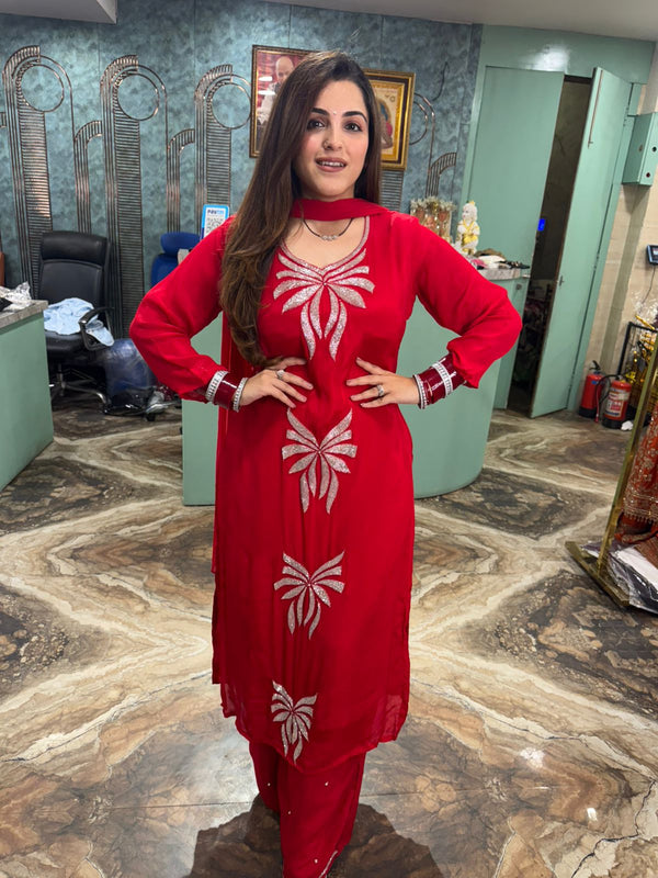 Crimson Sparkle Sequin Suit Set