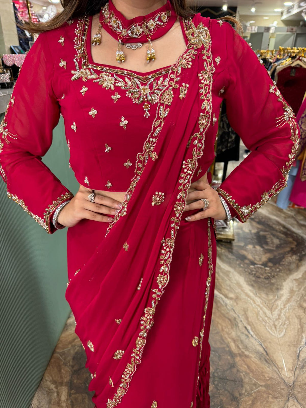 Elegance Hand-Embroidered Saree Set