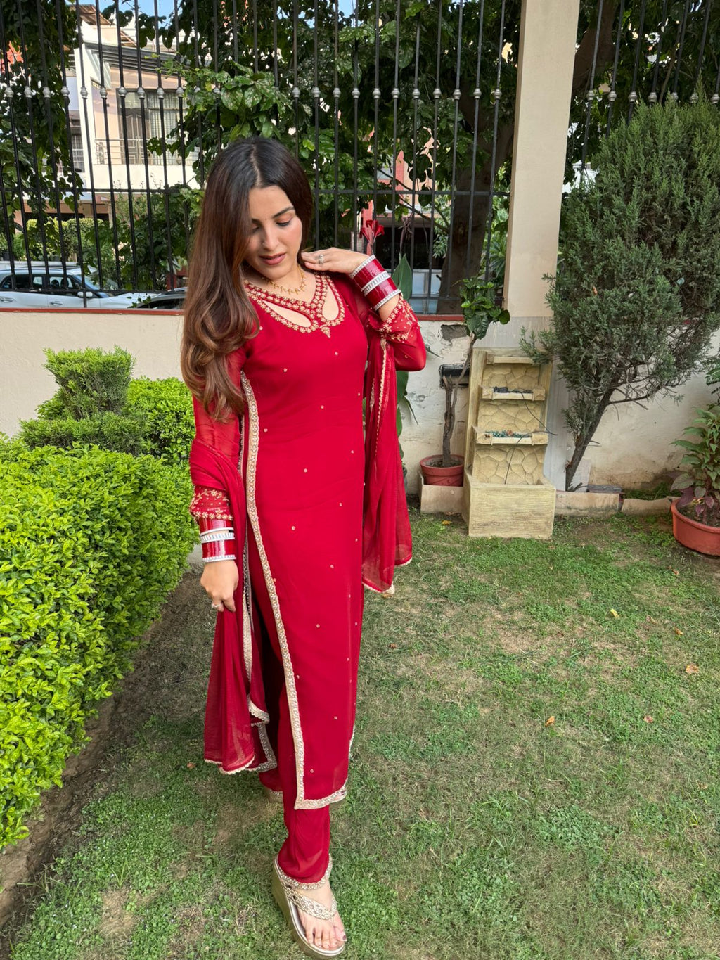 Ruby charm Embroidered Suit Set