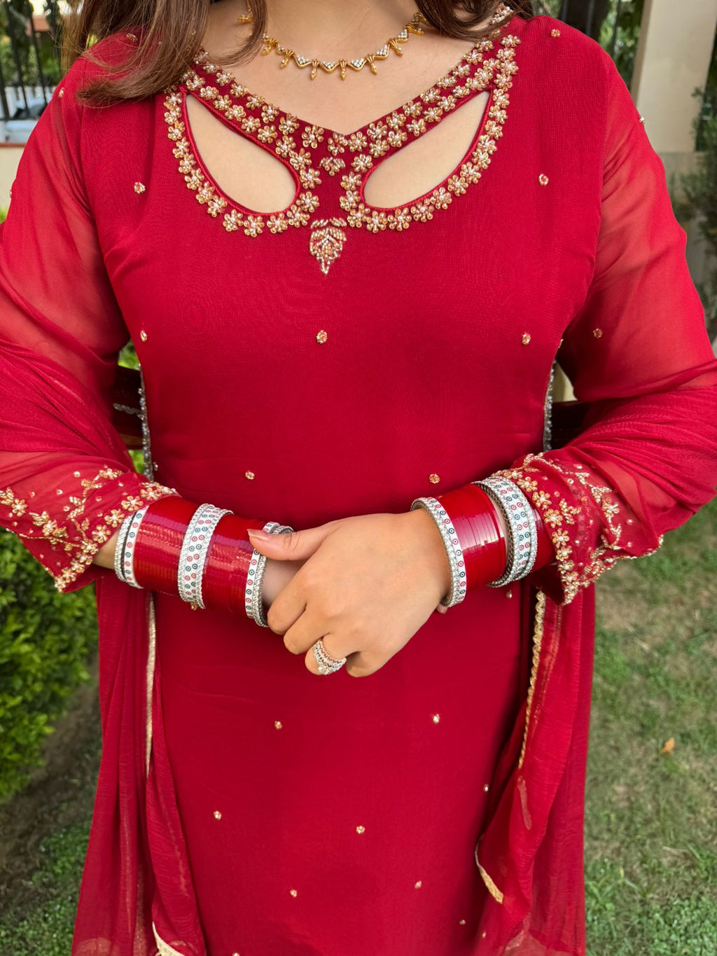 Ruby charm Embroidered Suit Set