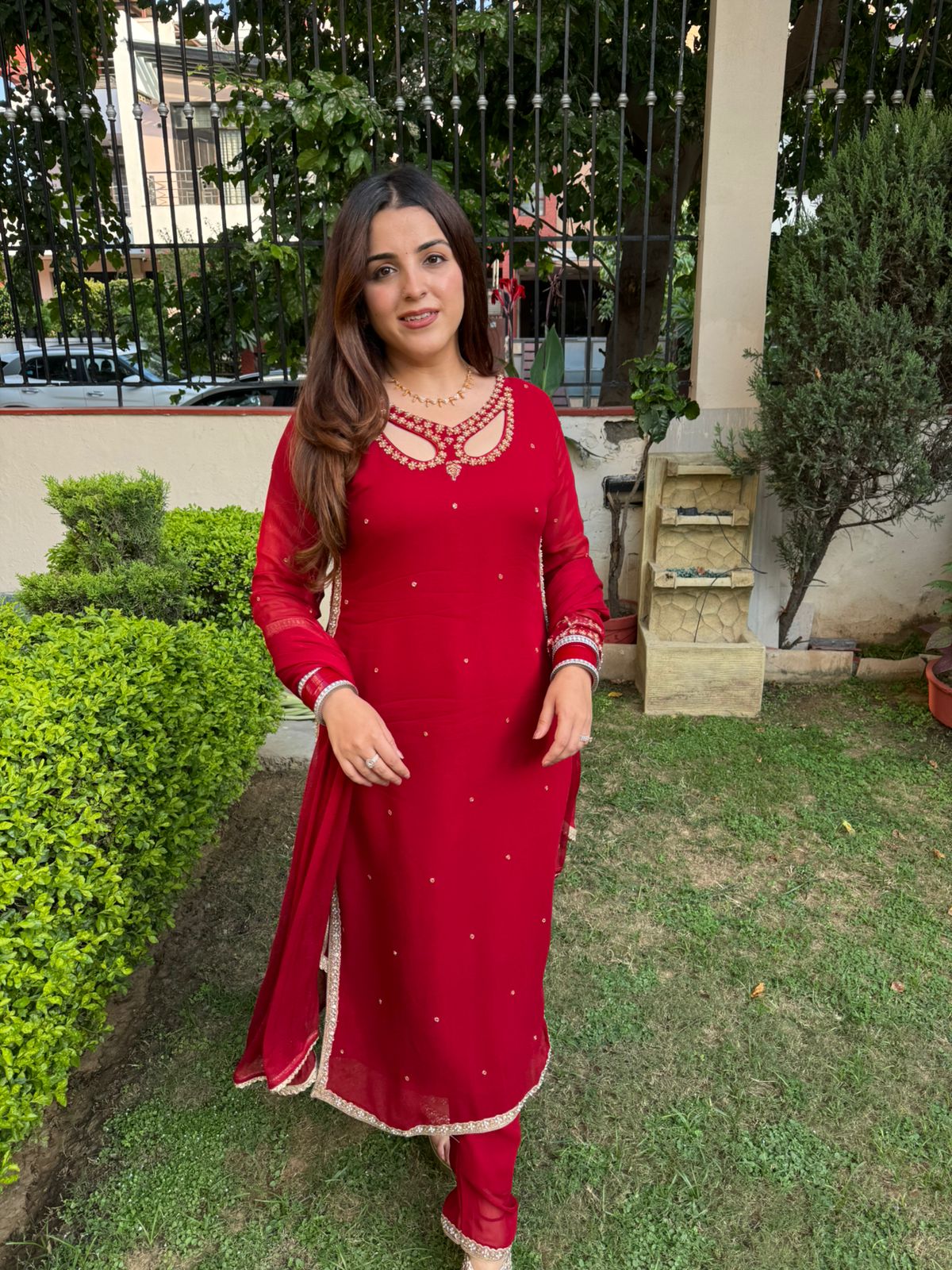 Ruby charm Embroidered Suit Set