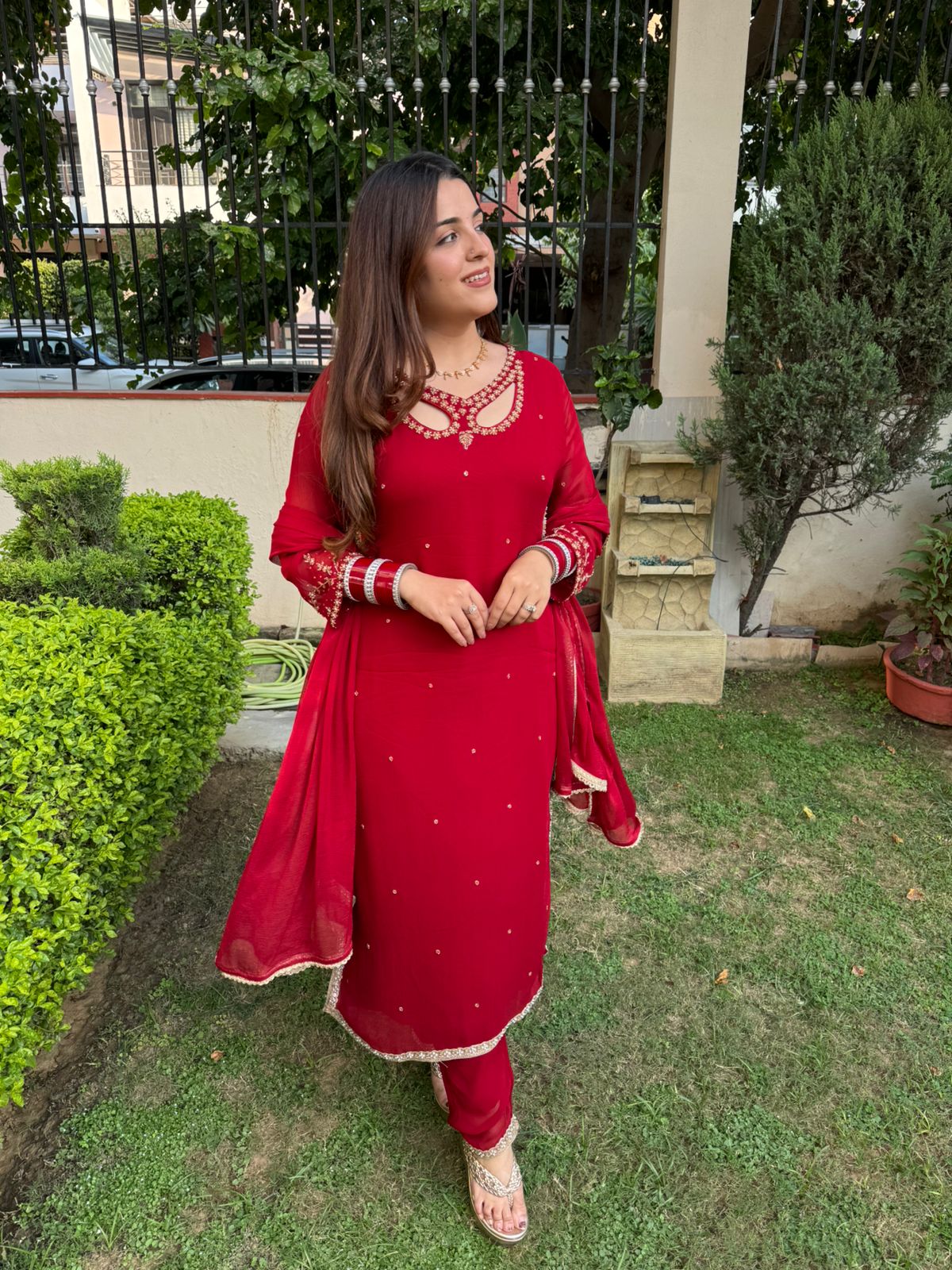 Ruby charm Embroidered Suit Set