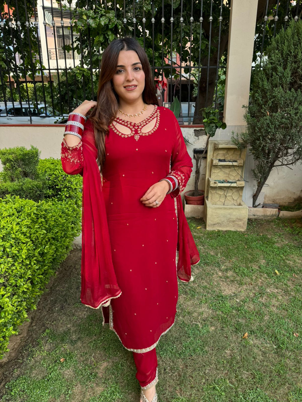 Ruby charm Embroidered Suit Set