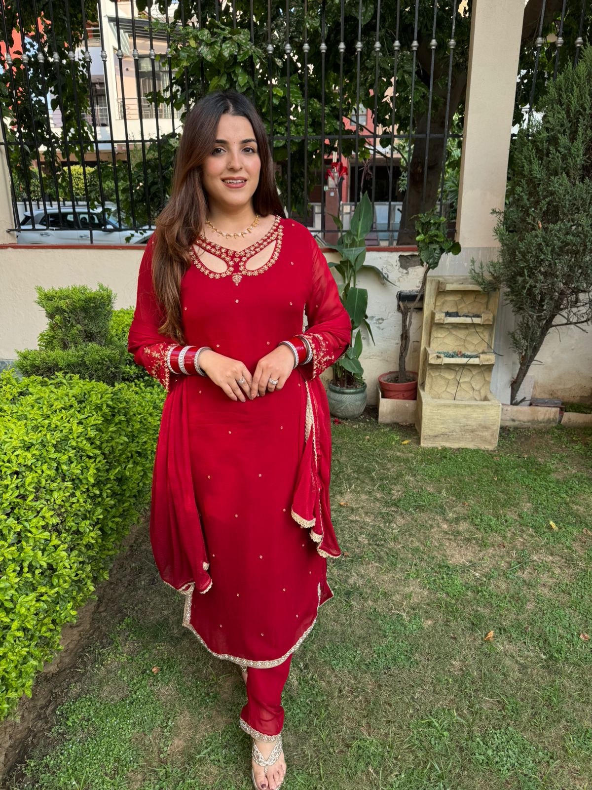 Ruby charm Embroidered Suit Set