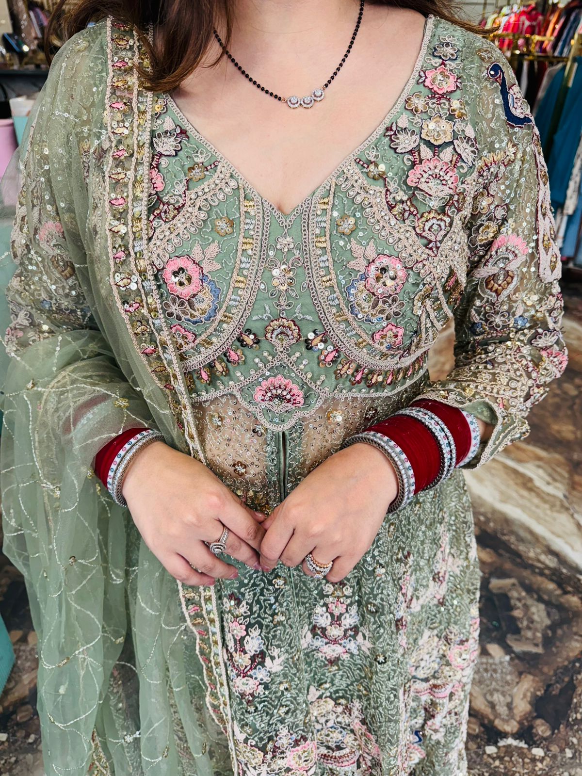 Blush Mauve Embroidered Bridal Lehenga Set