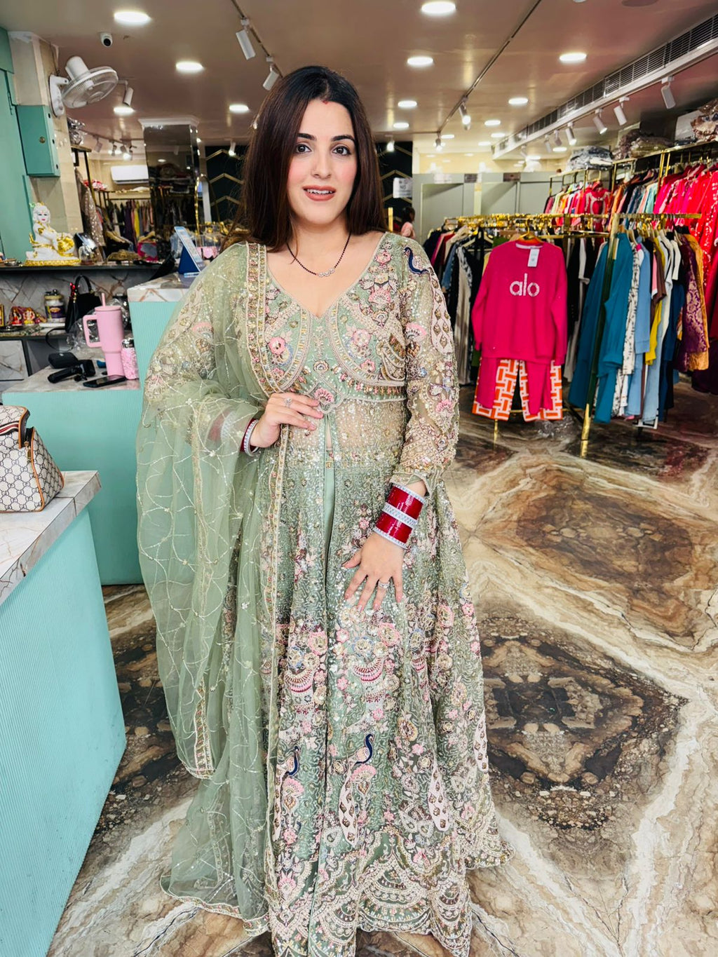 Blush Mauve Embroidered Bridal Lehenga Set