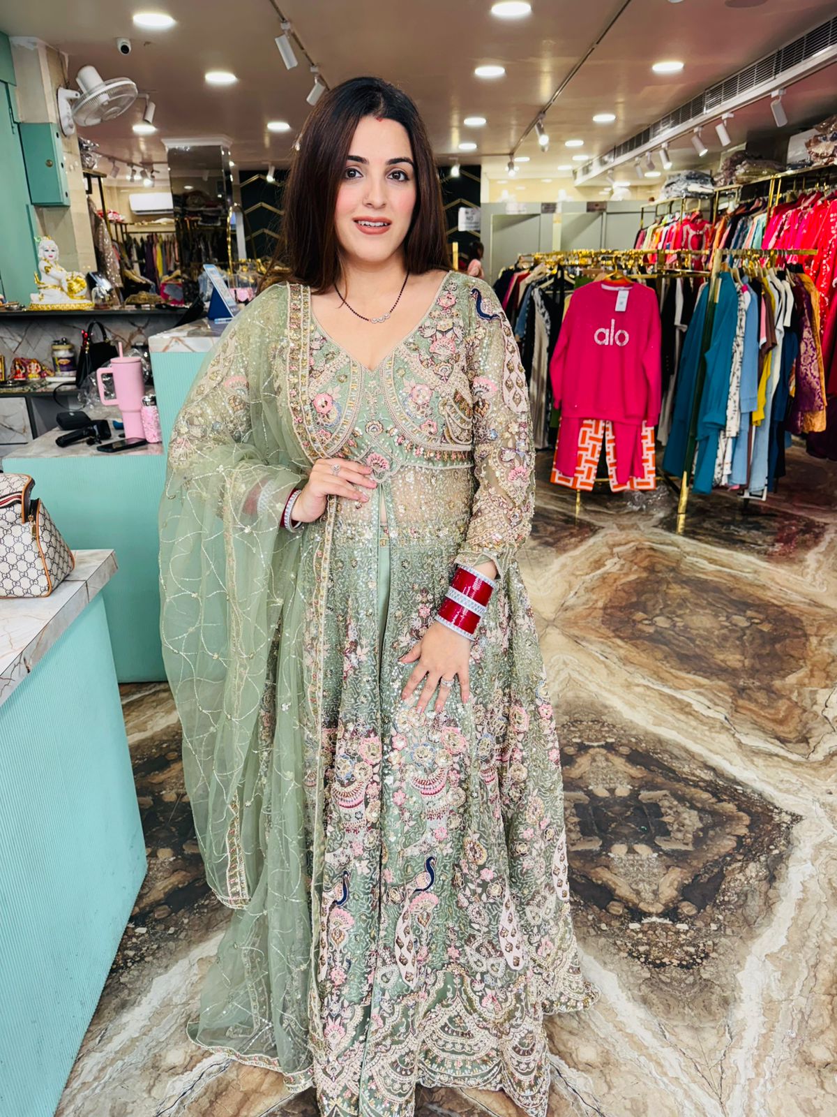 Blush Mauve Embroidered Bridal Lehenga Set