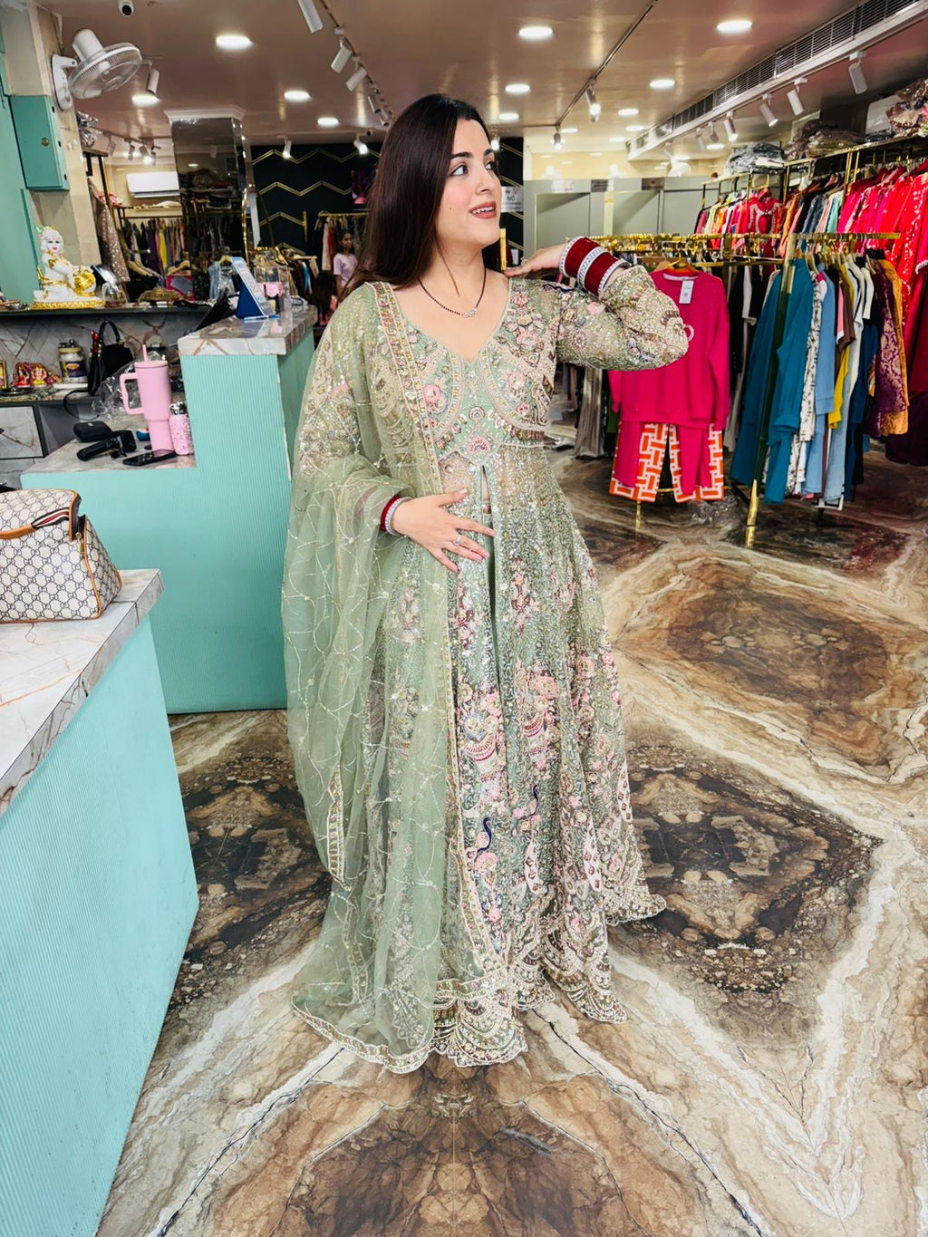 Blush Mauve Embroidered Bridal Lehenga Set