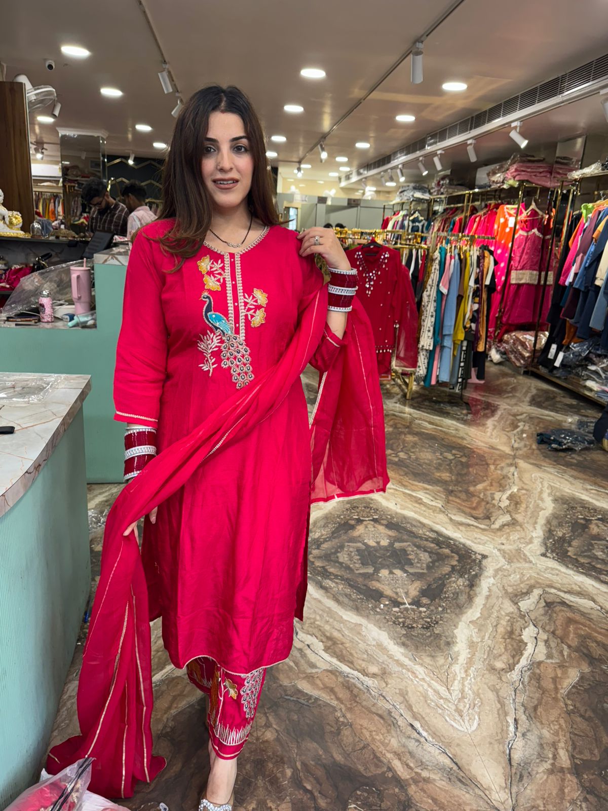 Peacock Embroidered Kurta Set