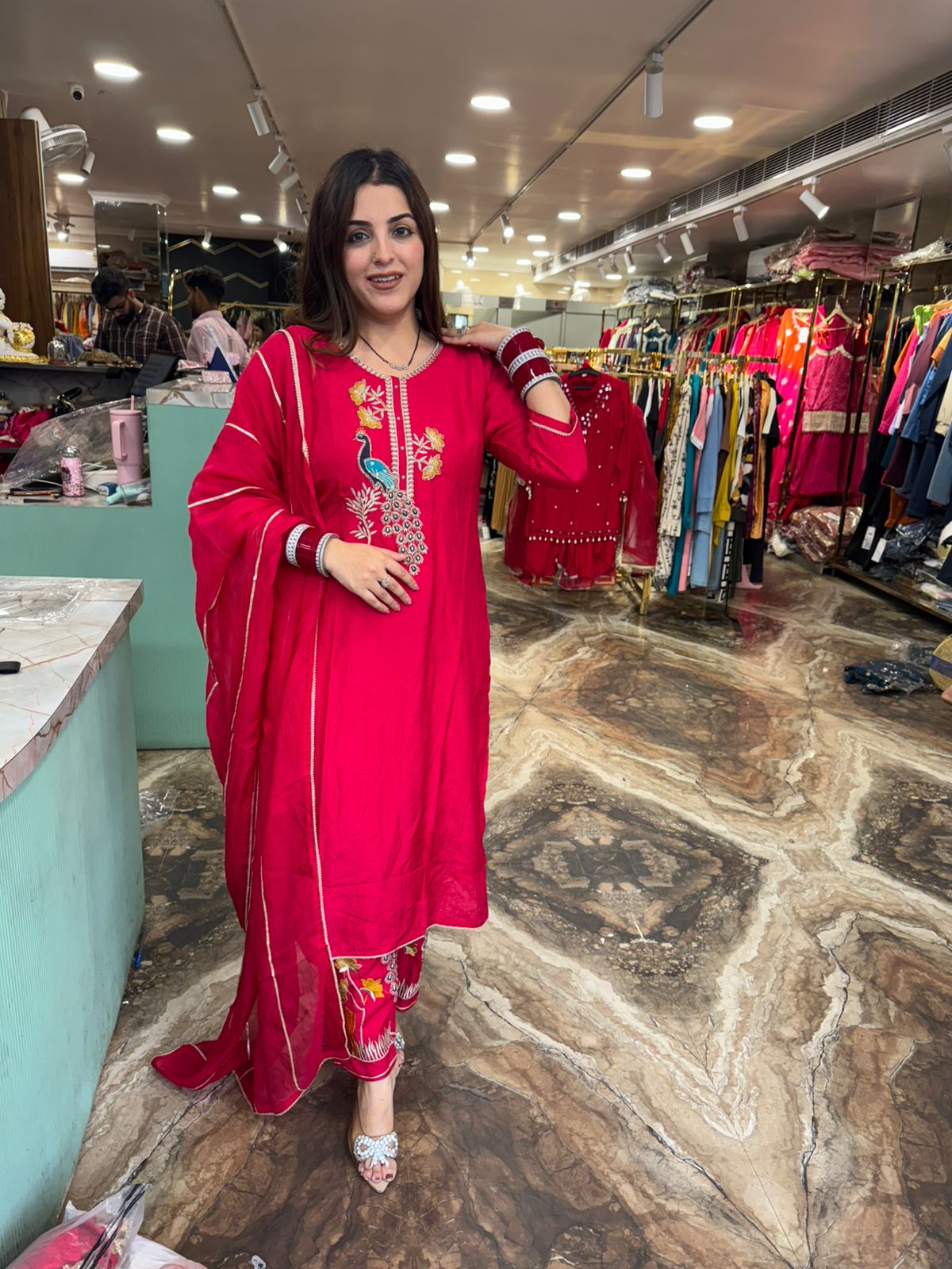 Peacock Embroidered Kurta Set