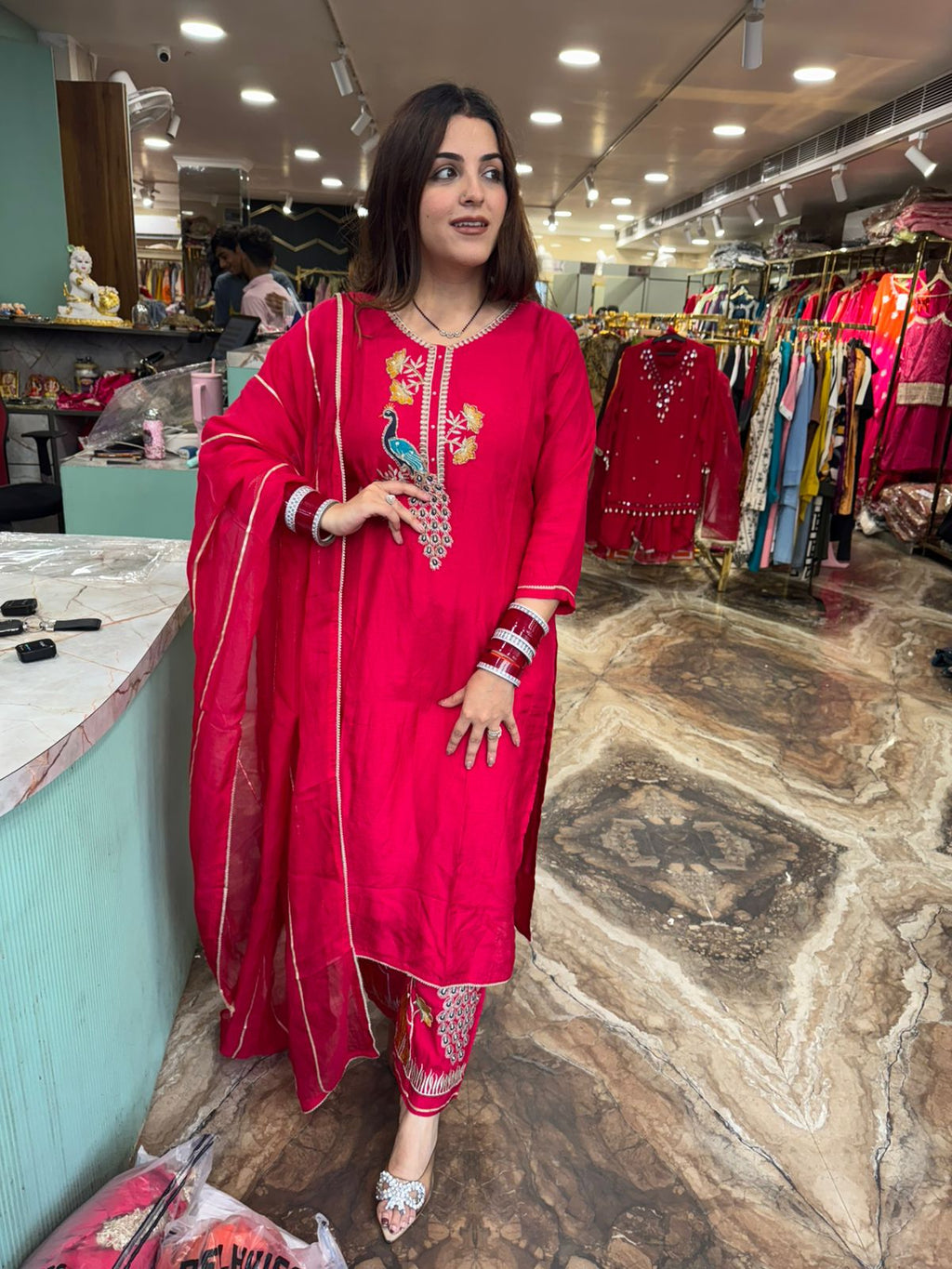 Peacock Embroidered Kurta Set