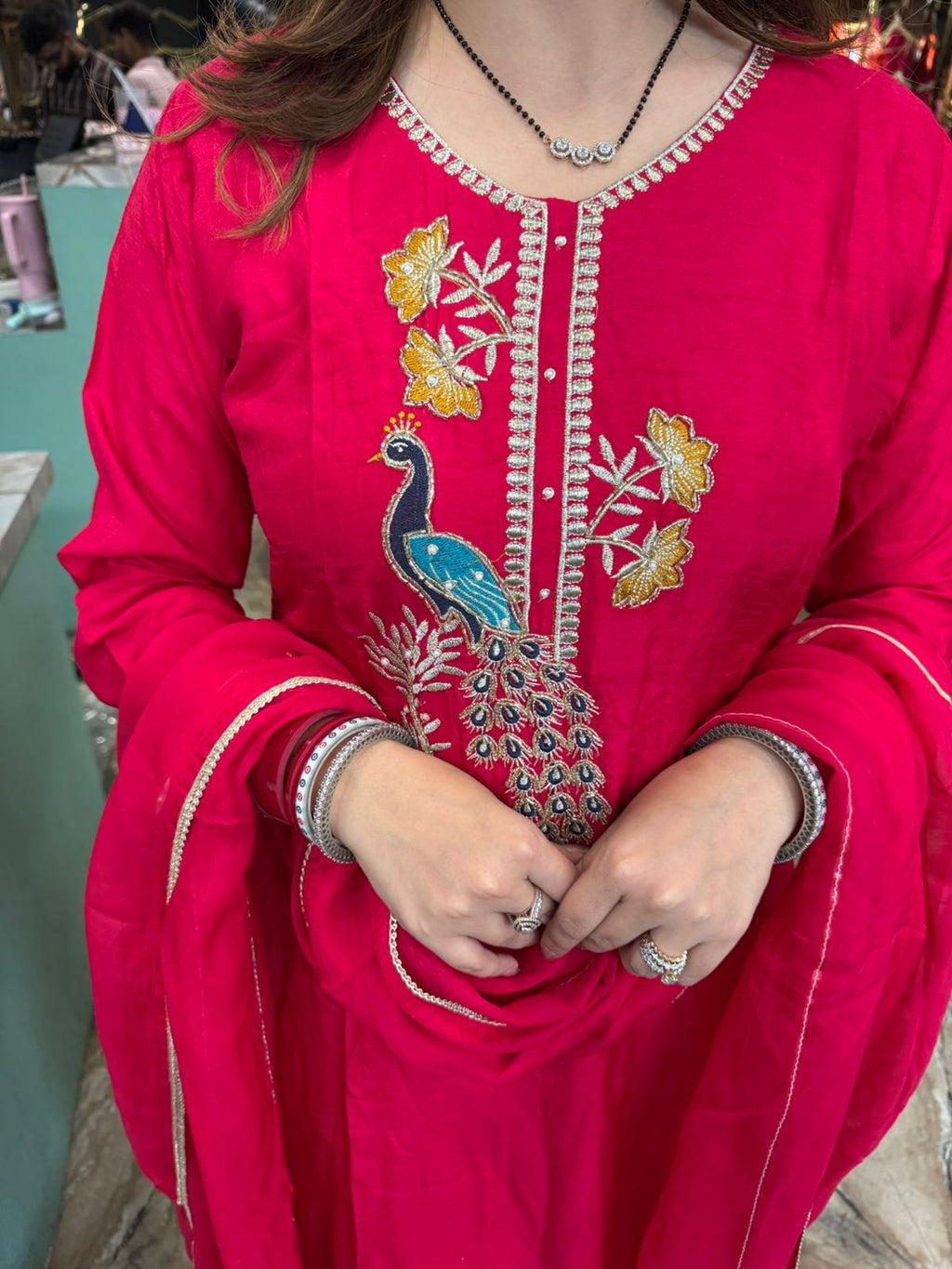Peacock Embroidered Kurta Set