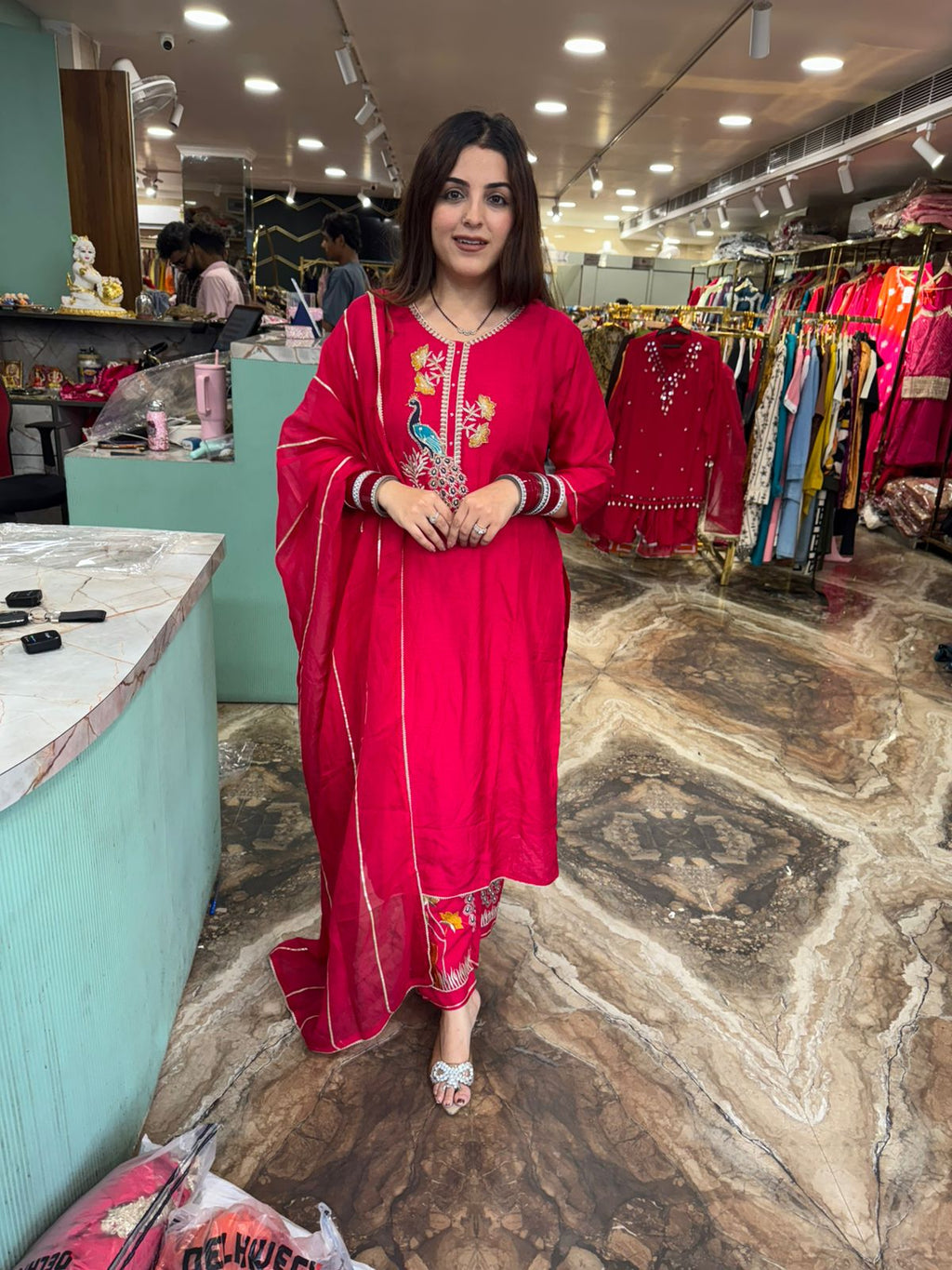 Peacock Embroidered Kurta Set