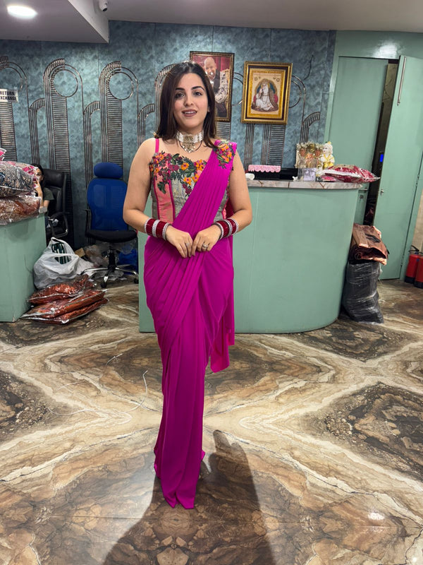 Bloom Drape Saree with Embroidered Blouse
