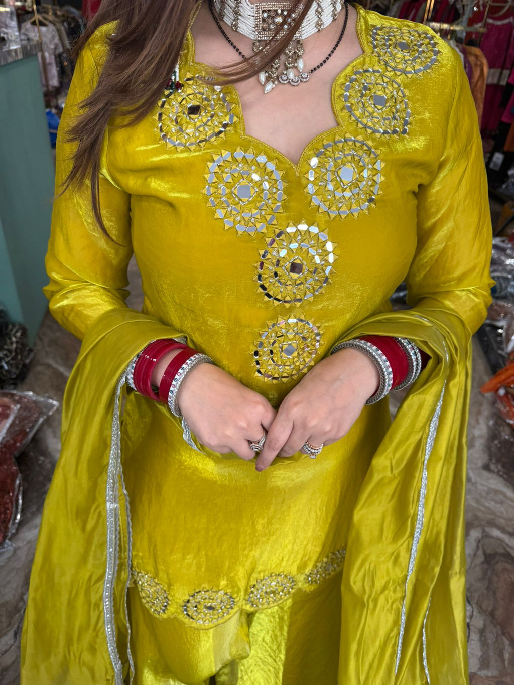 Jhanak Mirror-Work three piece Set