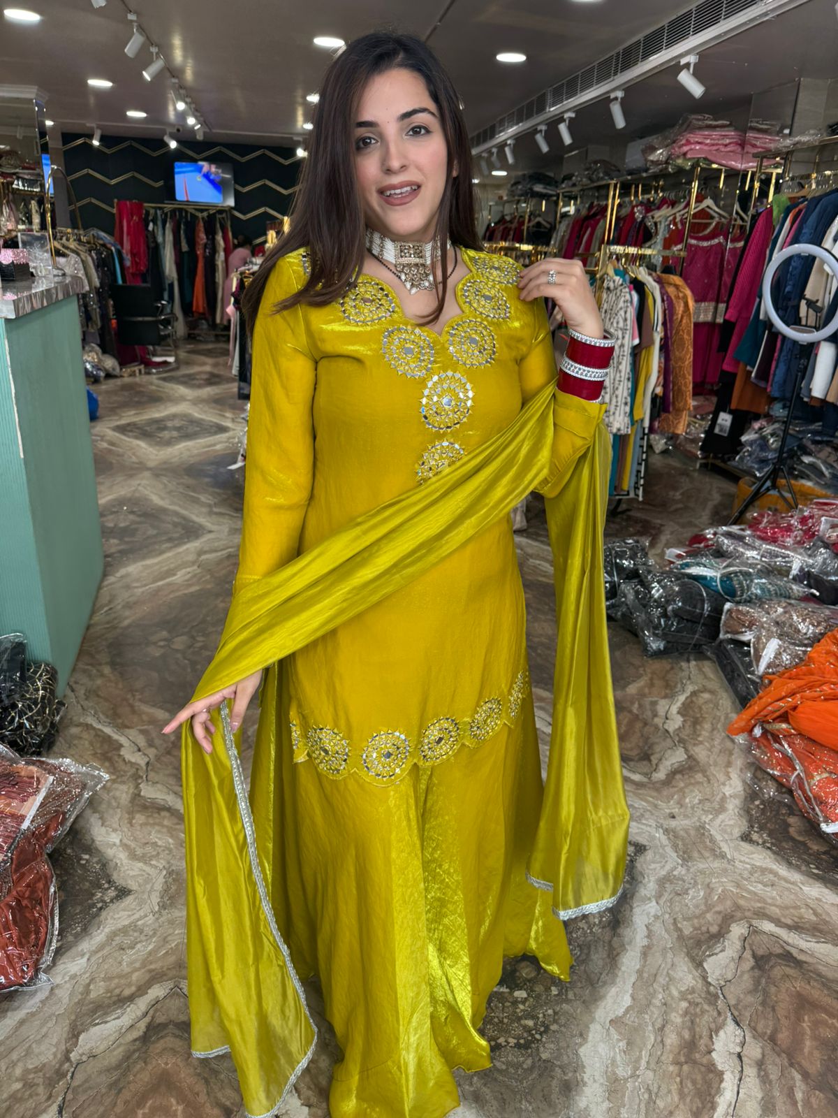 Jhanak Mirror-Work three piece Set