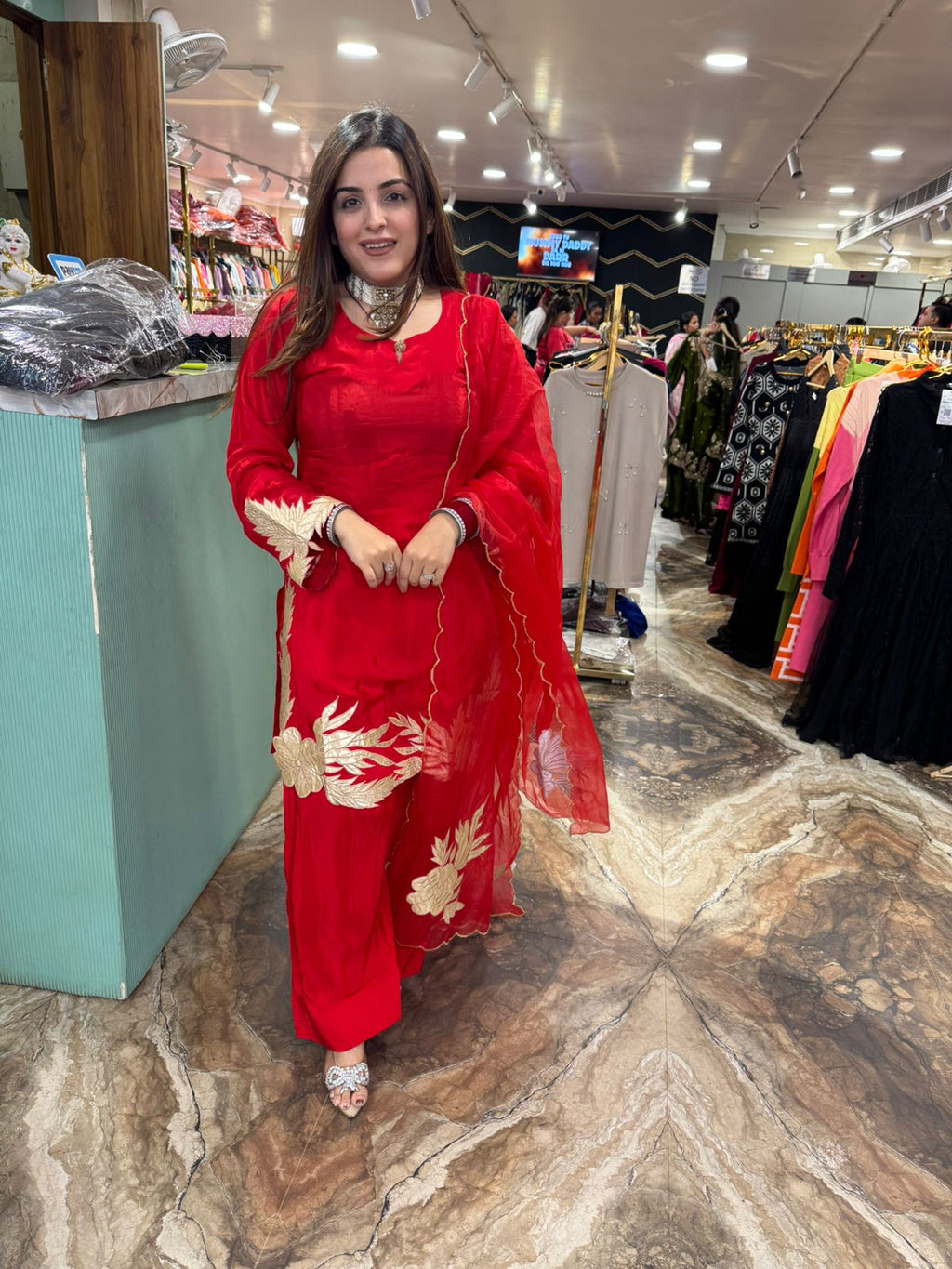 Gulbahar Red Embroidered Suit Set