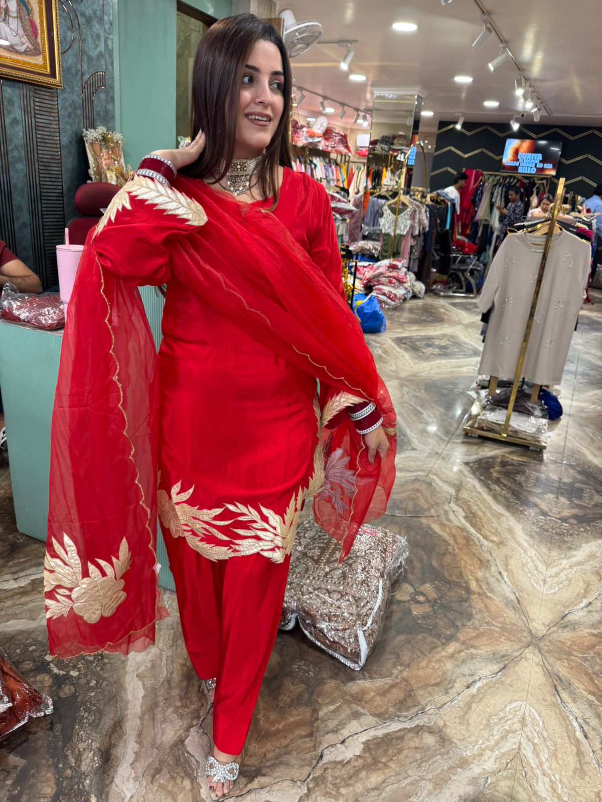 Gulbahar Red Embroidered Suit Set