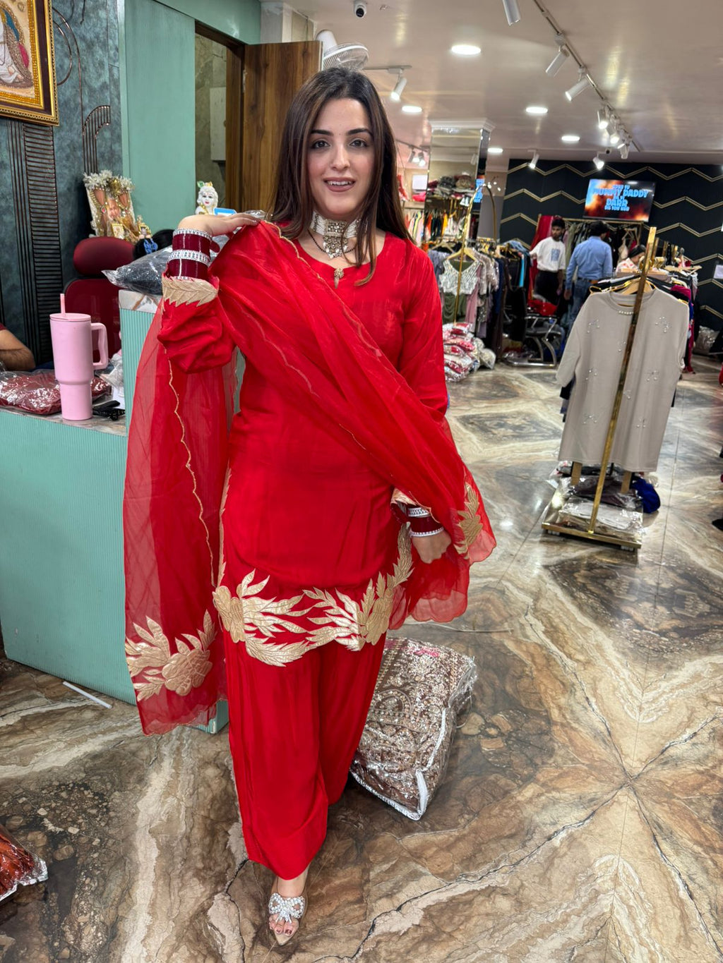 Gulbahar Red Embroidered Suit Set