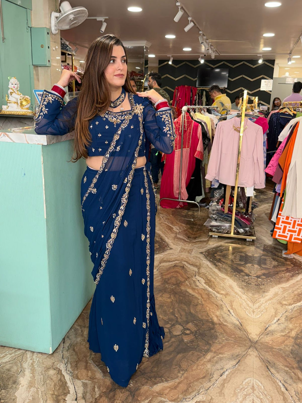 Elegance Hand-Embroidered Saree Set