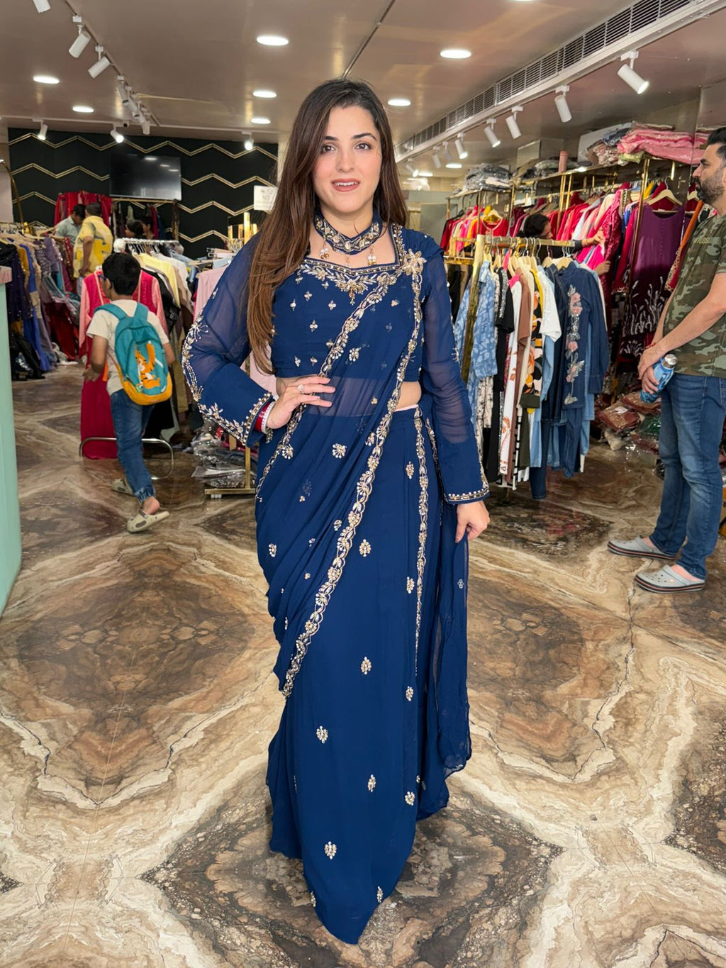 Elegance Hand-Embroidered Saree Set