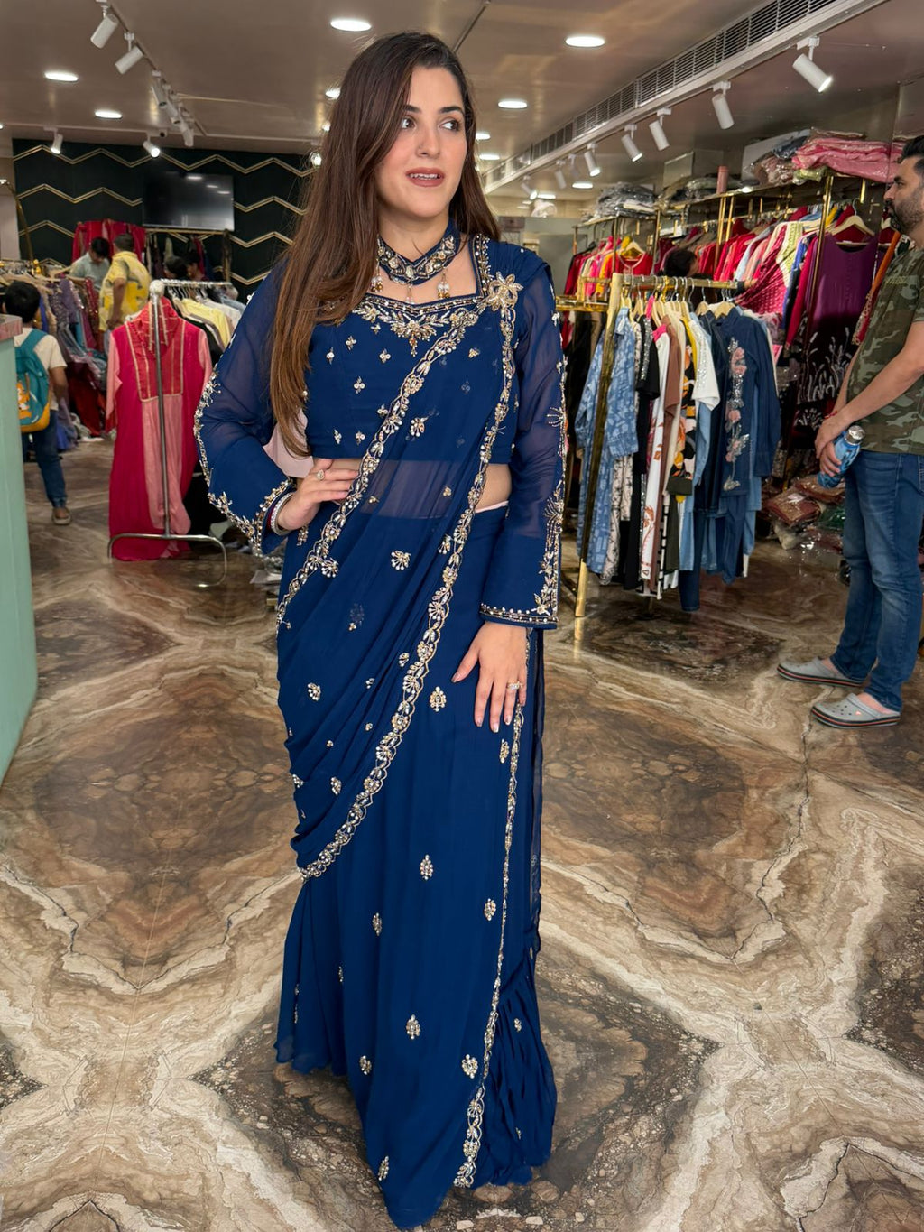 Elegance Hand-Embroidered Saree Set