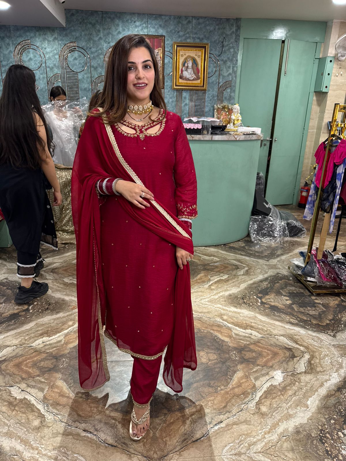 Ruby charm Embroidered Suit Set