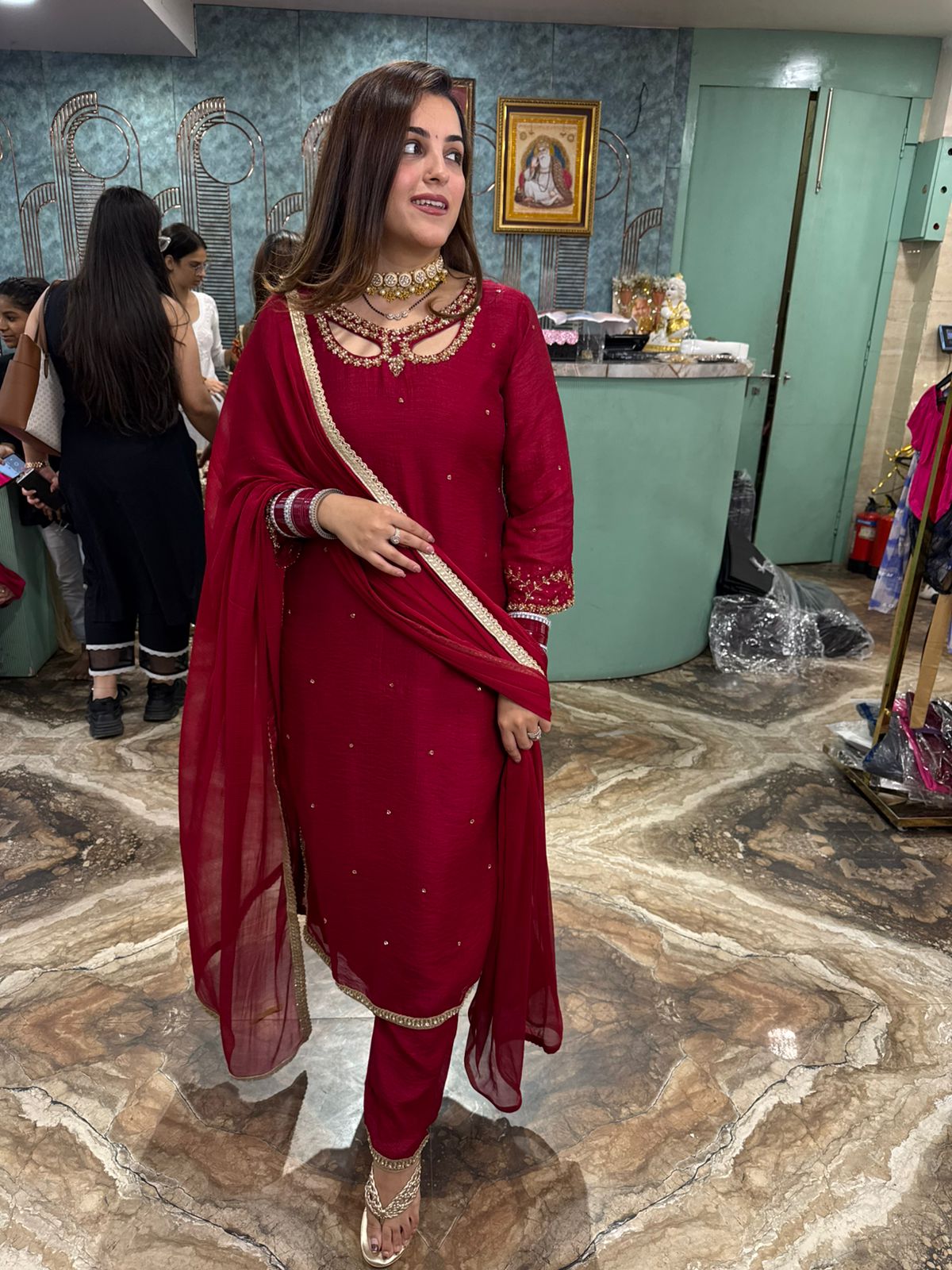 Ruby charm Embroidered Suit Set