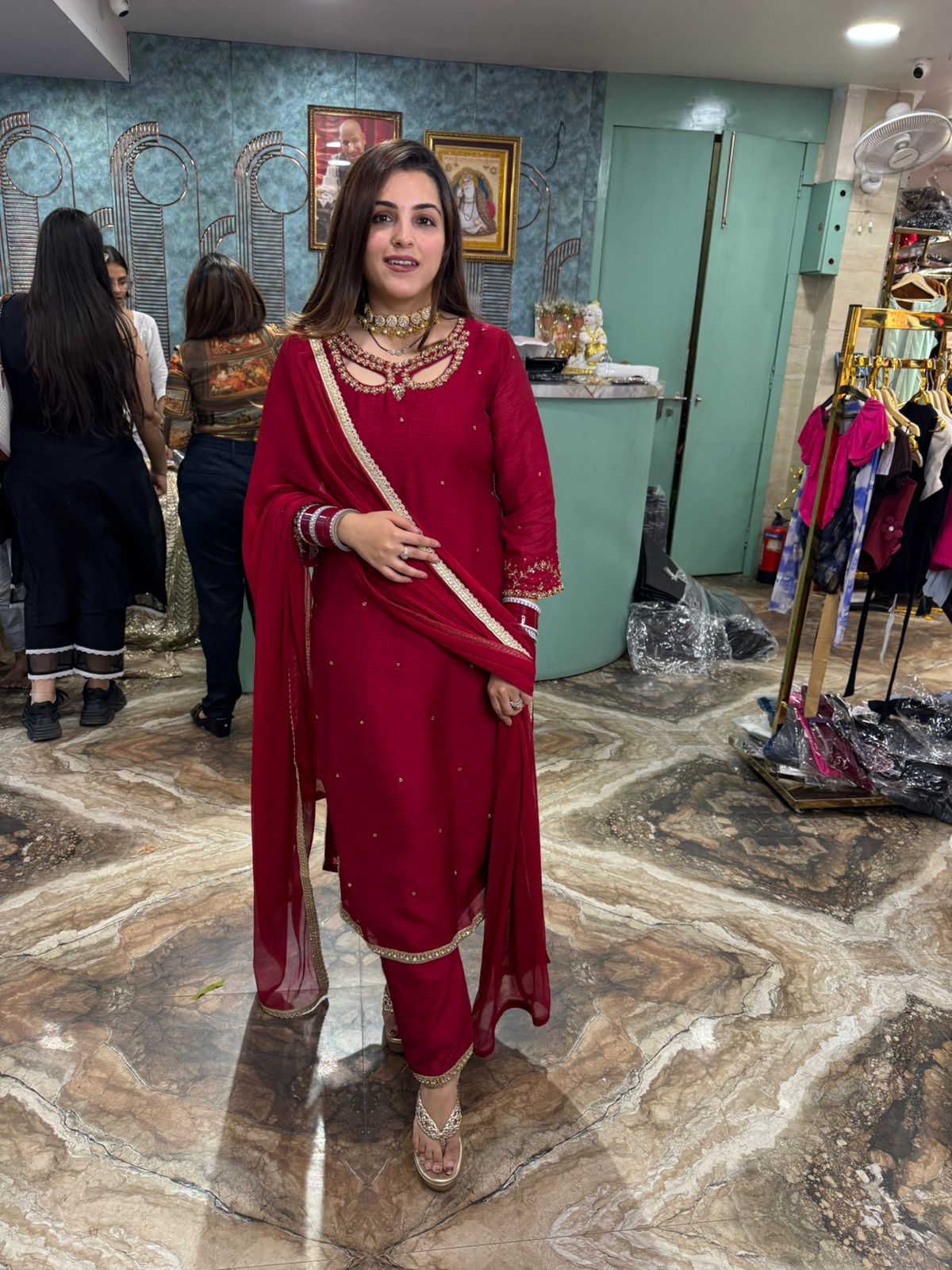 Ruby charm Embroidered Suit Set