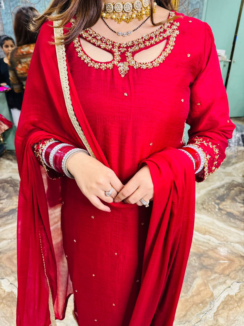 Ruby charm Embroidered Suit Set