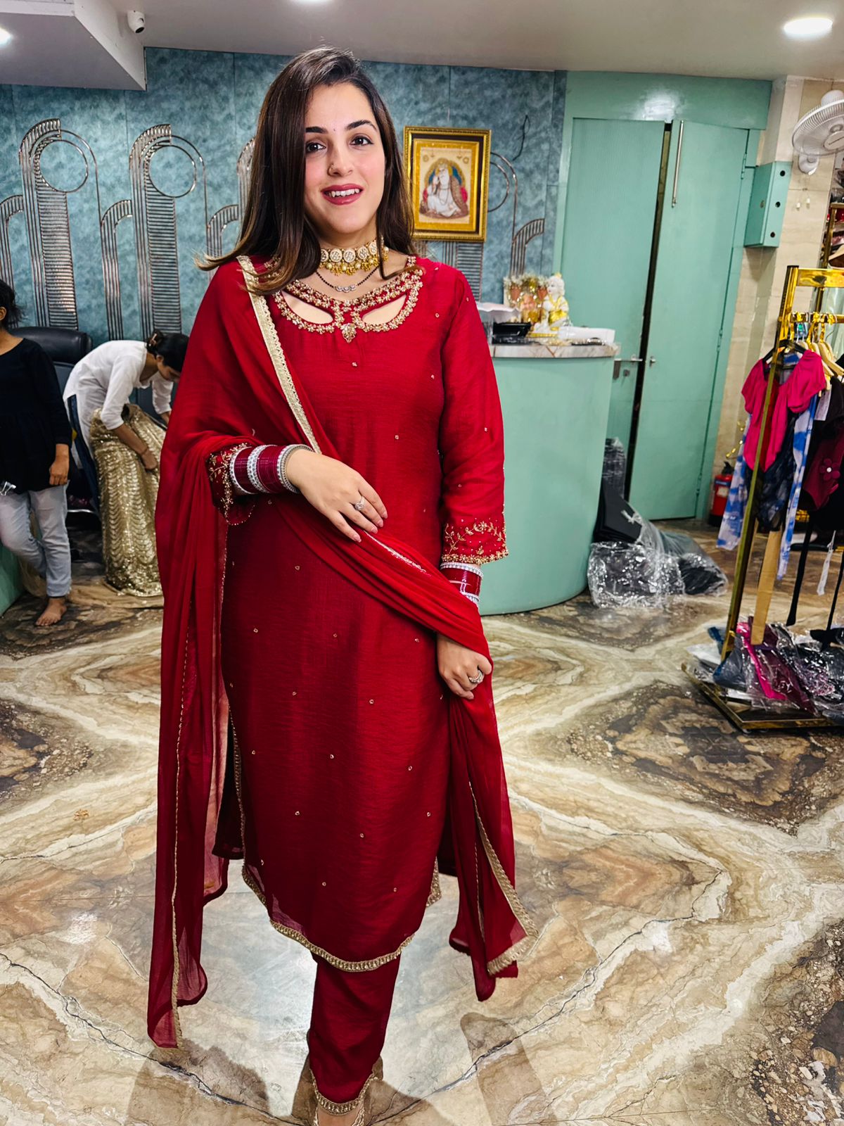 Ruby charm Embroidered Suit Set